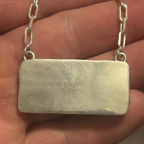 STERLING SILVER NATIVE AMERICAN SW PURPLE MOJAVE TURQUOISE BAR NECKLACE .925 - Picture 10 of 10